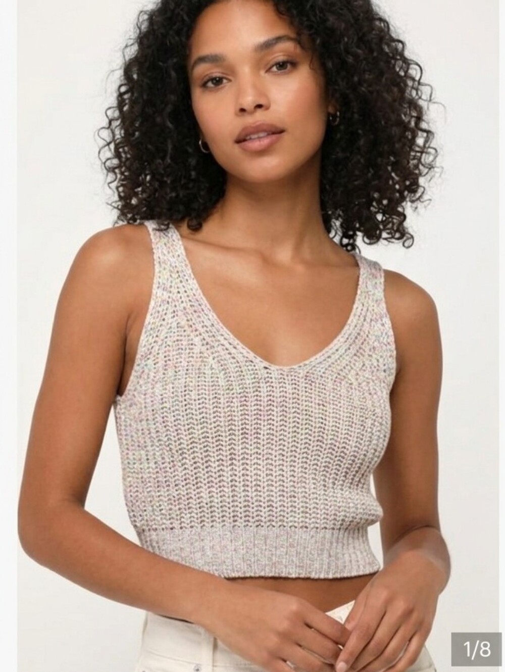 Multi Color Knit Twist Back Tank Top